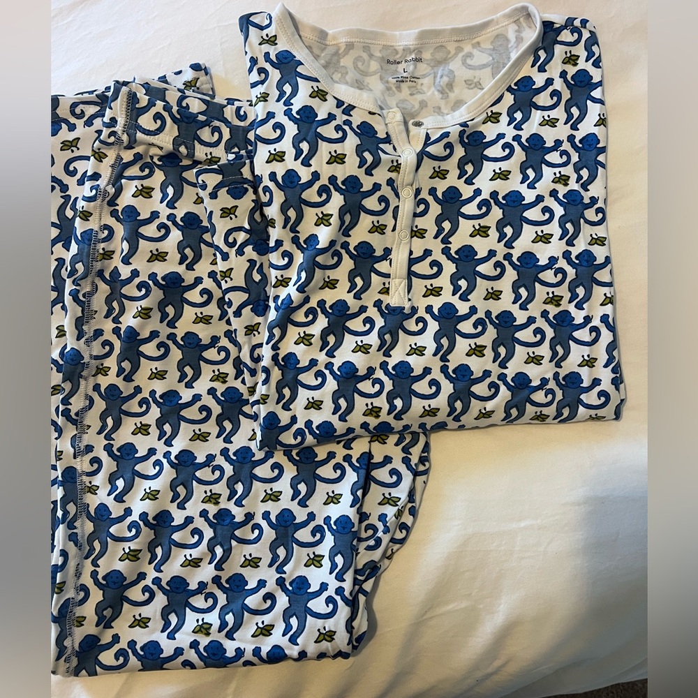 Roller Rabbit Longsleeve/Pant Blue Monkey PJs